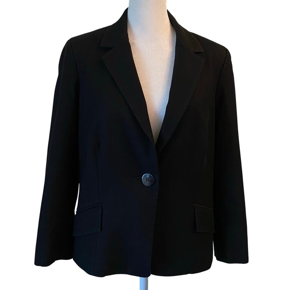 Lafayette 148 Womens Blazer Sz 6 Black Single Large Button Business Suit Jacket